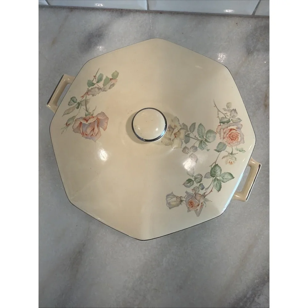 Vintage Homer Laughlin Casserole WV USA HLC Circa 1930's Antique Rose RARE ES009